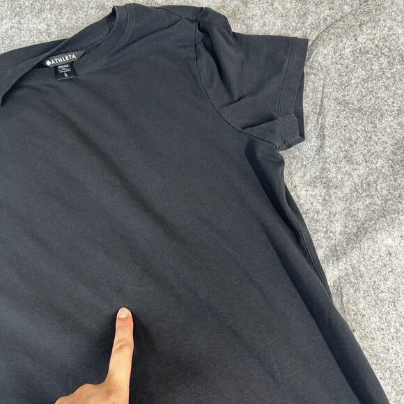 Athleta T-Shirt Women’s Large Black Crew Neck Cotton Tee Flaw - Picture 5 of 6